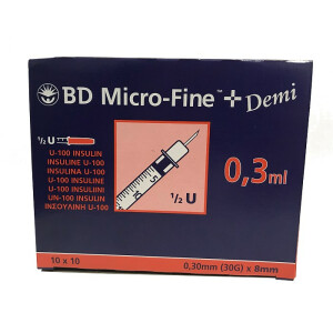 Ansicht BD MICRO FINE+ U100 0.3X8 Verpackung mit 100 St.