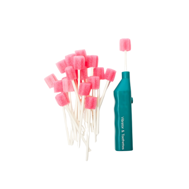 Vibrator für Mundpflegestäbchen Set inkl. 20 neutrale Mundpflegestäbchen