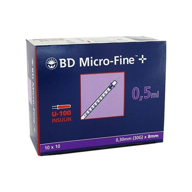 BD MICRO FINE+ U100 8MM, 100X0.5ml 324825