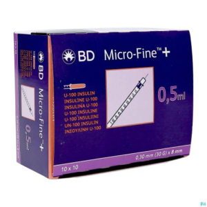 Ansicht BD MICRO FINE+ U100 8MM, 100X0.5ml Packung