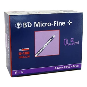 BD MICRO FINE+ U100 8MM, 100X0.5ml 324825