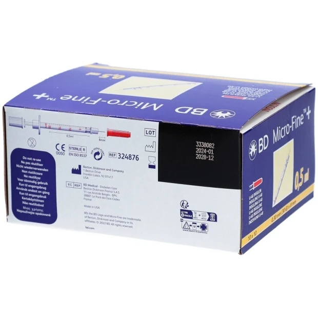 BD MICRO FINE+ U40 8MM, 100X0.5 ml 324876