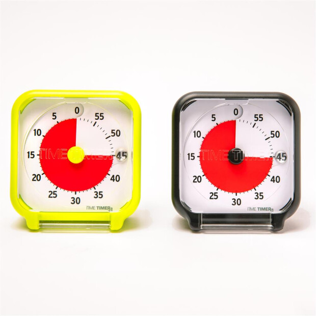 Abbildung 3: Time Timer® Pocket in Gelb und Schwarz, frontal mit geschlossenem Deckel