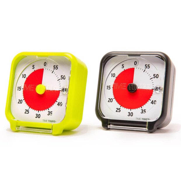 Abbildung 4: Time Timer® Pocket in Gelb und Schwarz, schräg seitlich mit geschlossenem Deckel