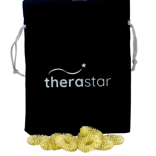 Detailaufnahme: Finger-Massageringe, gold, 10 St.