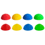 Sensorische Gleichgewichtsschalen (Balance Pods) in den Farben rot, gelb, blau und grün