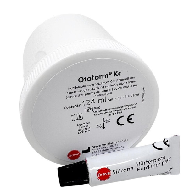 otoform Ohrabformsilikon 124 ml in weißer Dose mir Silicone-Härterpaste