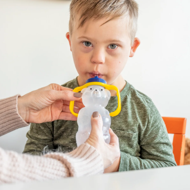 Trinkflasche flexibel Trinkflasche Bär mit Haltegriff für Kinder 240ml