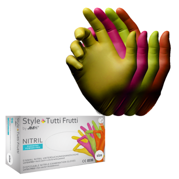 Nitril Einmalhandschuhe Style, Farbemix bunt, Größe S, 96 Stück
