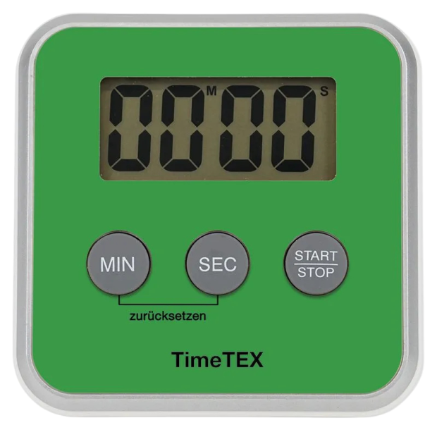 Abbildung 2: TimeTEX Zeitdauer-Uhr "Digital" compact in Grün in Frontansicht, schräg