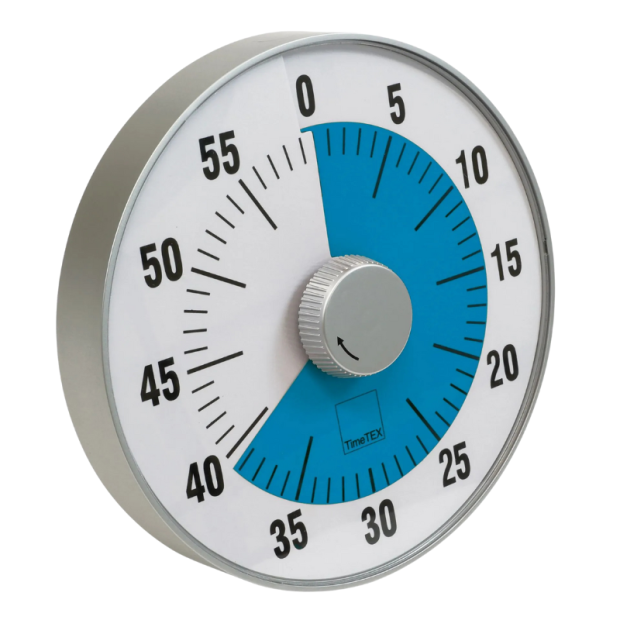 Detailaufnahme 1: TimeTEX Zeitdauer-Uhr „lautlos“ L, 19 cm ø in Seitenansicht