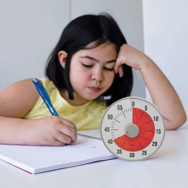 Abbildung 1: TimeTEX Zeitdauer-Uhr „lautlos“ L, 19 cm ø in Rot in Frontansicht