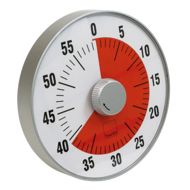 Detailaufnahme 1: TimeTEX Zeitdauer-Uhr „lautlos“ L, 19 cm ø in Seitenansicht