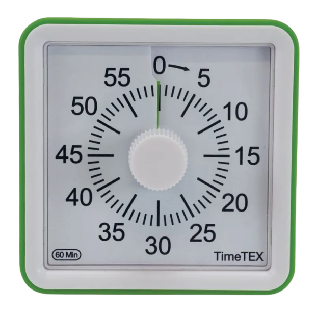 Detailaufnahme 2: Zeitdauer-Uhr „lautlos“ compact in Rot mit Batteriefach offen und Beschriftung „Batterietyp: 2 x AAA“