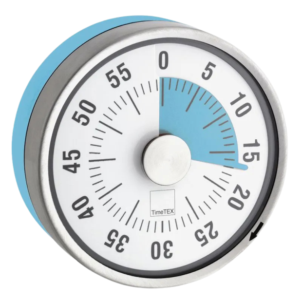 Detailaufnahme: Zeitdauer-Uhr „Automatik“ Compact mit Magnet in Blau in schräger Ansicht