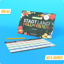Abbildung 5: Stadt Land Vollpfosten® Spielblock im DIN-A4-Format mit Stift und Spielblatt, empfohlen ab 9 Jahren