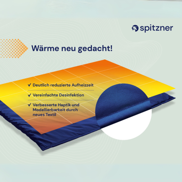 Detailaufnahme 1: Spitzner Therm Warmpack mit Textilstruktur und Farbverlauf zur Veranschaulichung der Wärmewirkung