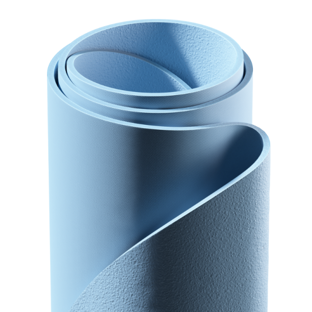Detailaufnahme: Stapelstein® Mat light blue eingerollt.
