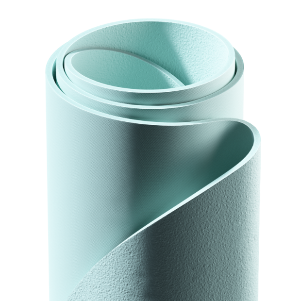 Nahaufnahme: Stapelstein® Mat light green eingerollt.