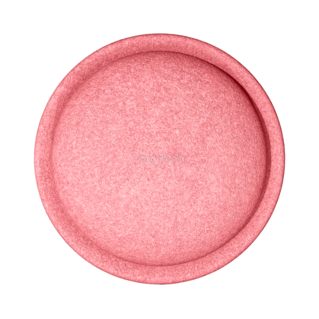 Stapelstein Original in Light Red mit bunten Filzstiften – ideal zum Aufbewahren und Spielen.