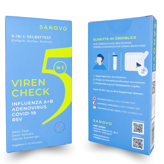 Sanovo 5 in1 Virencheck Selbsttest/schnelltest Nase 1 St
