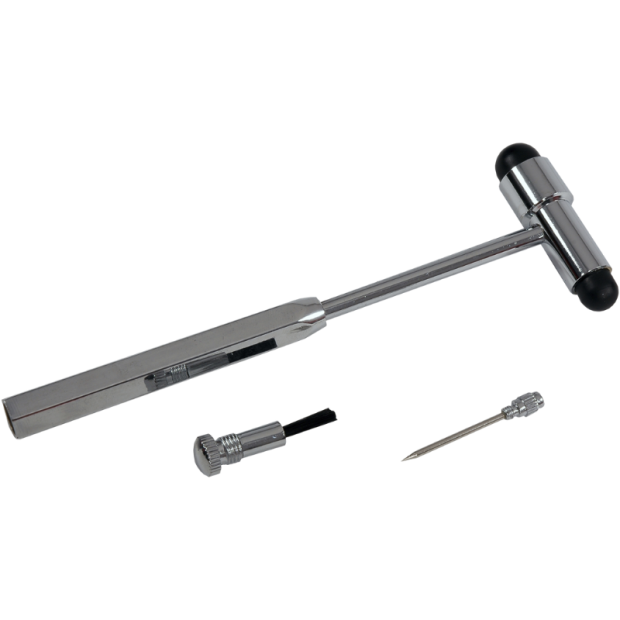Abbildung 3: Reflexhammer Buckhammer mit Zubehör wie Nadel und Bürste
