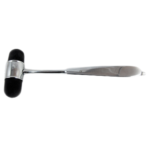 Abbildung 4: Reflexhammer Dejerinehammer mit schwarzem Gummikopf und Metallgriff