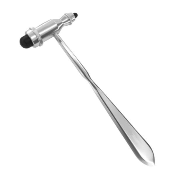 Abbildung 6: Reflexhammer Trömnerhammer mit doppelseitigem schwarzen Gummikopf und Metallgriff